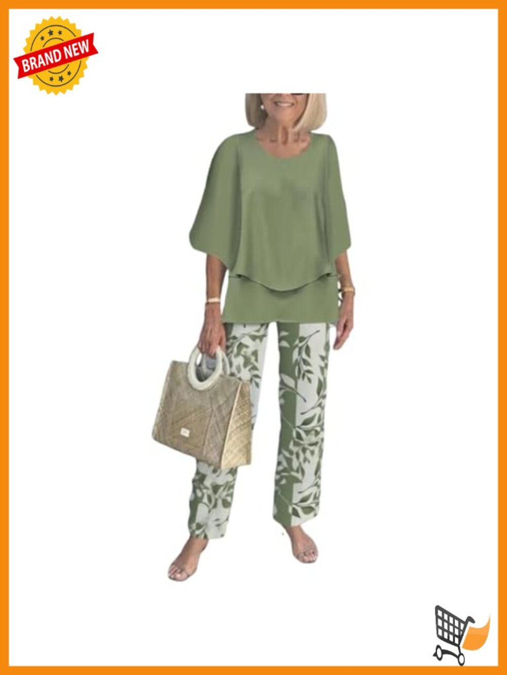 LOZ Women's 3/4 Sleeve Wide Leg Pants Lounge Set